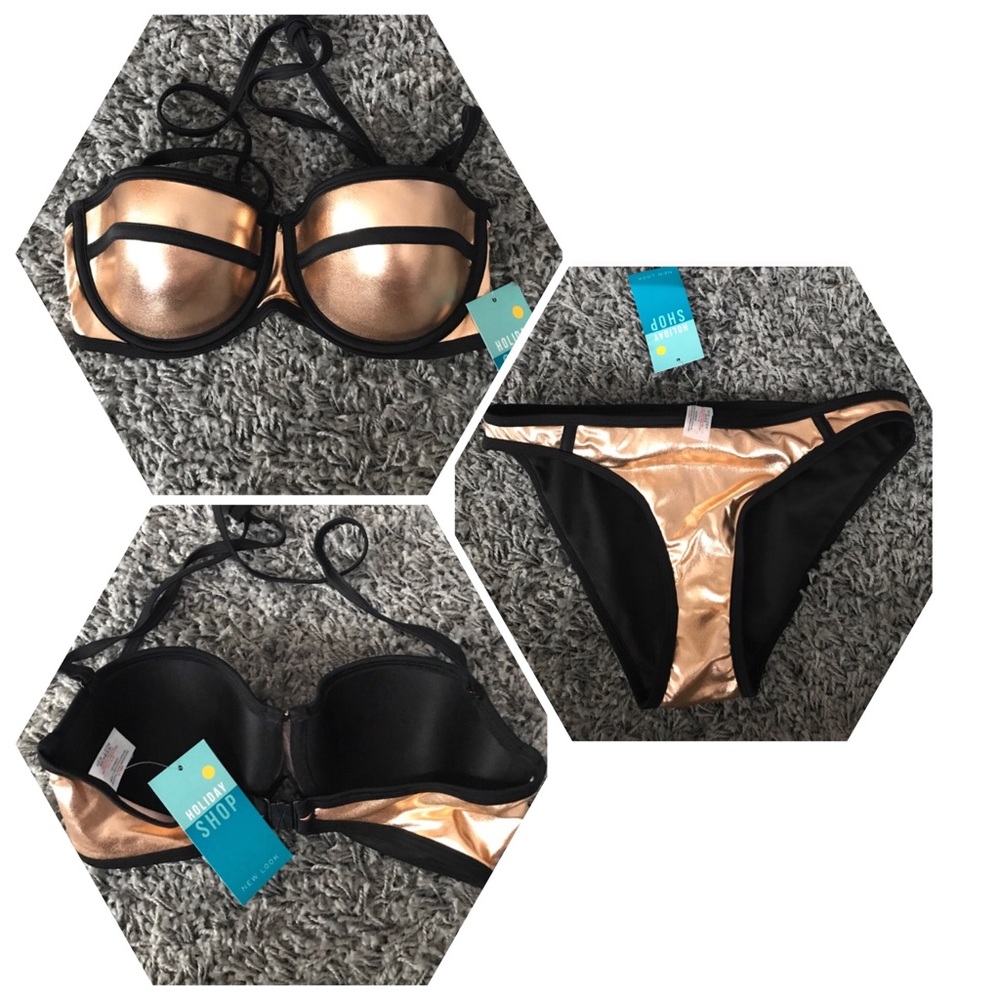 Metallic rose gold bathing suit